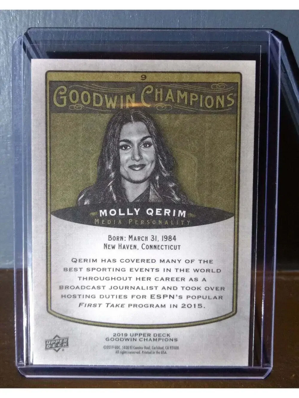 2019 Upper Deck Goodwin Champions Molly Qerim #9 Media Personality Card
